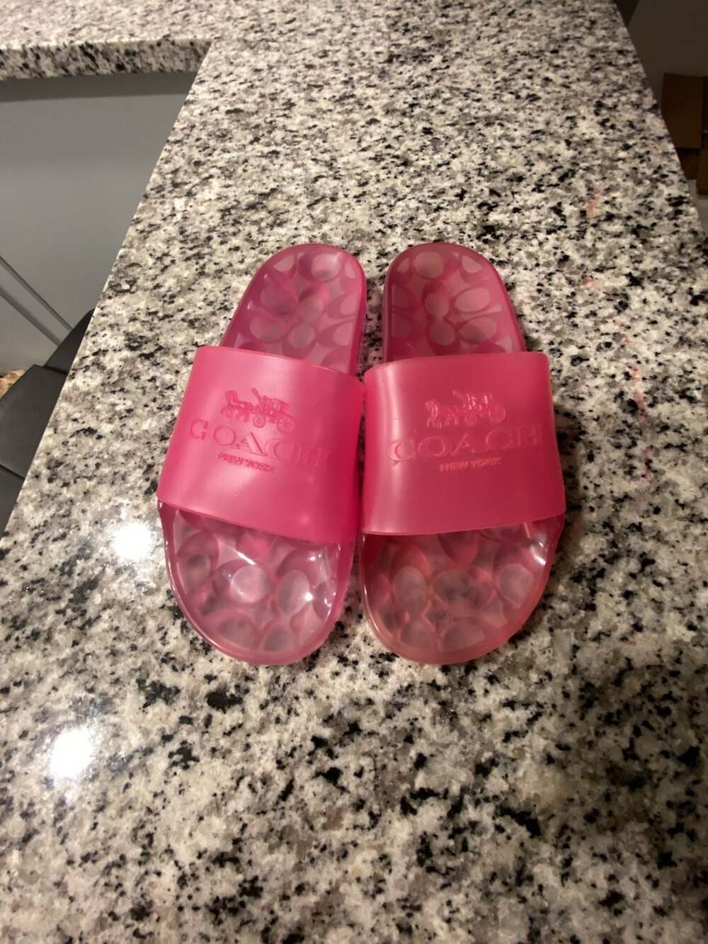 Coach Ulyssa Jelly Pink Rubber Slide Sandals - Picture 1 of 2